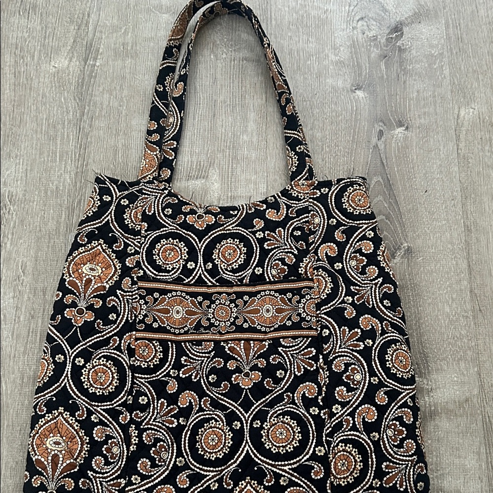 Vera Bradley Black and Brown Patterned Tote Bag